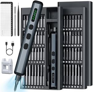 Xkimos 70 in 1 Mini Electric Screwdriver Set, Cordless Precision Screwdriver Set,4 LED Lights,5 Torque Settings& 64 S2 Magnetic Bits, Small Screwdriver Repair Tool Kit for Camera Laptop Phone& Watch