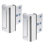 sourcing map 2 Set Home Security Door Lock, Door Reinforcement Lock 3 Inch Stop Withstand 800lbs, Front Door Kick in Security Protector for Inward Swinging Door Latch, Silver