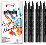 Black Marker Paint Pens - 6 Pack Acrylic Black Permanent Marker, 0.7mm Extra Fine Tip Paint Pen for Art projects, Drawing, Rock Painting, Stone, Ceramic, Glass, Wood, Plastic, Metal, Canvas DIY Crafts
