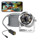 Barlus Underwater Camera POE 5MP CMOS lens 100° Wide-angle with Fill Light IP68 24/7 Waterproof Camera for Koi pond/Marine Corrosion Resistance with 32ft Cable