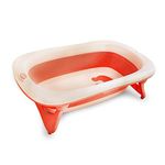 LuvLap Aqua 2 in 1 Folding Baby Bath tub cum Baby Bather with Temperature Sensitive Plug & Anti Slip base, for newborn to 3 year, Turns Bather for 0 - 6month babies, EN Certified, BPA Free (Pink)