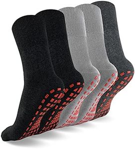 NOVAYARD 5 Pairs Non Slip Grips Socks,Anti Skid Yoga Pilates Barre Hospital Slipper Socks for Women Men(Black+Grey+Dark gray,Large)
