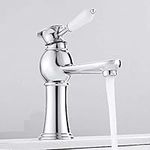 Basin Mixer Tap Chrome Bathroom Sink Taps Single Lever with UK Standard Hot and Cold Hoses Modern Bathroom Washroom Cloakroom Faucet