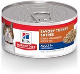 Hill's Science Diet Adult 7+, Senior Adult 7+ Premium Nutrition, Wet Cat Food, Turkey Minced, 5.5 oz Can, Case of 24