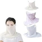 Eowppue 3 Pcs Cooling Scarf-Snood-Neck Gaiter Sun Protection Face Cover, Chiffon Anti-dust Earhook Balaclava Face Scarf, Breathable Ladies Neck Gaiter Foldable Quick Dry Camping Hiking Walking