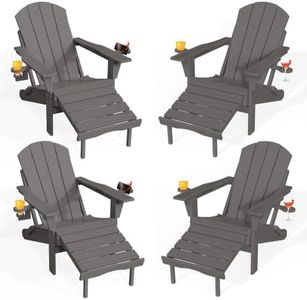 AreShark Adirondack Chairs Set of 4 with Retractable Ottoman, Gray