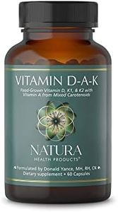 Natura Health Products Vitamin D-A-K Supplement - Supports Healthy Bone, Heart and Vision Function, Featuring Vitamin D3 5000 IU, K2 50 mcg, K1 550 mcg, Vitamin A 1000 IU, Bioavailable (60 Capsules)