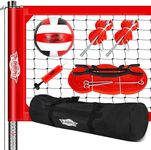 PLAYAPUT Outdoor Professional Volleyball Net System, Aluminum Poles with Scoring System and Anti-Sag Winch, Easy Adjust Heights Portable Volleyball Net for Backyard,Beach, Grass