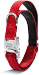 Black Rhino - Tactical Dog Collar Ultra-Soft Neoprene Padded Dog Collars for Medium, Large, XL Dogs | Heavy Duty Metal Buckle | Padded Handle for Dog Training (Medium, Red)