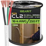 GearIT Pro Series 16 Gauge 4-Conductor (250 Feet / 76.2 Meters) CL2 Rated 16 AWG OFC Speaker Wire Rated for in-Wall Speaker Cable, White