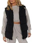 Arssm Women Sleeveless Puffer Vest Winter Warm Oversized Zip Up Padded Puffy Gilet Jacket Outwear, Black, X-Large