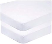 Sasma Home - 2 x Cot Fitted Sheets 120x60cm - 100% Cotton, Soft breathable baby cot sheets (White)