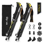 Glymnis Hiking Poles Trekking Poles Collapsible Walking Sticks, Lightweight Folding 7075 Aluminum Walking Sticks, Adjustable Quick Flip-Lock for Hiking,Camping, Trekking (Yellow Black)