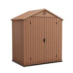 Keter Darwin Outdoor Apex Double Door Garden Storage Shed 6 X 4ft Brown Wood Look And Feel | Fade Free | All Weather Resistant | Safe And Secure | Zero Maintenance | 15 Year Warranty