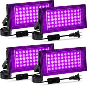 Akpgf 4 Pack 50W Black Light, LED Blacklight Flood Light with US Plug and Switch, Black Lights for Glow Party,Halloween,Body Painting,Birthday Party,Fluorescent Painting and Fluorescent Tapestry