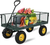 GarveeLife Garden Cart on Wheels 1500Lbs Capacity, Heavy Duty Full Steel Utility Wagon, Versatile Flatbed Carts with Removable Mesh Sides, 180° Rotating Handle, Fit for Outdoor Garden, Lawn, Yard