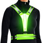 LED Reflective Vest Running Gear, USB Rechargeable Light Up Running Vest Chest Phone Holder for Runners Night Walking,6-11hrs Light Adjustable Waist/Shoulder for Women Men Kids (Green)