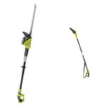 RYOBI ONE+ 18V OPP1820 Cordless Pole Pruner, 20cm Bar (Body only) & ONE+ 18V OPT1845 Cordless Pole Hedge Trimmer, 45cm Blade (Body Only)