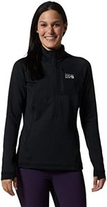 Mountain Hardwear Women's Standard Polartec Power Grid Half Zip Jacket, Black, X-Small