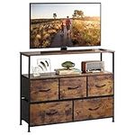 WLIVE Dresser TV Stand, Entertainment Center with Fabric Drawers, Media Console Table with Open Shelves for TV up to 45 inch, Storage Drawer Unit for Bedroom, Living Room, Entryway, Rustic Brown