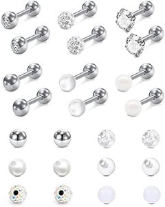 Funseedrr 12 Paar Tragus Helix Piercing Knorpel Stecker Chirurgenstahl 16G 6mm Stab Ohrstecker Ohr Piercing Schmuck mit Ersatzkugeln