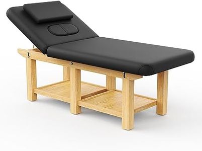 Wood Wide Stationary Massage Table for Treatment Table Physical Therapy Table Spa Facial Bed, PU Leather 31.5'' Wide 75'' Long Heavy Duty Professional Stationary Massage Bed - Black, 6-Legged
