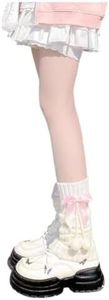 SHENHE Women's Cute Cable Knit Leg Warmers Y2k 80s Dance Kawaii Bow Leg Warms Boot Socks White One-Size