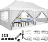 HOTEEL Gazebo Pop Up Gazebo 3m x 6m Marquee with 6 Sides, Tall Spacious Outdoor Gazebo with Wheeled Bag & 4 Sandbags, Easy Setup for Wedding, Patio Events, Party,Waterproof and UV50+ Protection, White