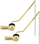 Hygie Rinse 2Pack Universal Toilet Trip Lever Toilet Tank Side Mount Gold Toilet Handle with 2pc Stainless Steel Flapper Chains, Toilet Flush Lever Handle Toilet Handle