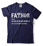 Thor Father T-Shirt Strong Dad Mens Viking Funny Fathor Tee Shirt - NAVY - Large