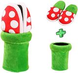 JiangJie Kawaii Piranha Plants Plush Home Wear Slippers Cannibal Flower Shape Cosplay Shoes/Dot Pattern Slippers Loafer with Pipe Pot Holder for Adults Teens Women and Men Home Shoes Xmas Gifts