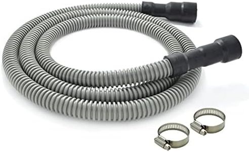 Universal Dishwasher Drain Hose - 6 Ft Discharge Hose - Corrugated and Flexible Dishwasher Hose Drain Replacement with Clamp