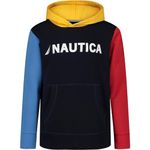 Nautica Boys' Long Sleeve Fleece Pullover Hoodie, Colorblock Sport Navy, 3T