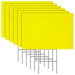 Okuna Outpost 6 Pack Blank Corrugated Plastic Yard Signs with Stakes 17x12 for Outdoor, Garage Sale Supplies, Estate Sale, Open House, Birthday, Moving, Lawn, 4mm Thick, Neon Yellow