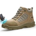 GUSAYEX Work Boots Mens Safety Trainers Comfortable Non Slip Steel Toe Cap Boots Indestructible Safety Boot Lightweight Steel Toe Cap Trainers Construction Safety Shoes Men High Top Work Trainer
