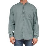 Civilian Irish Grandfather Collarless Shirt Cloud M