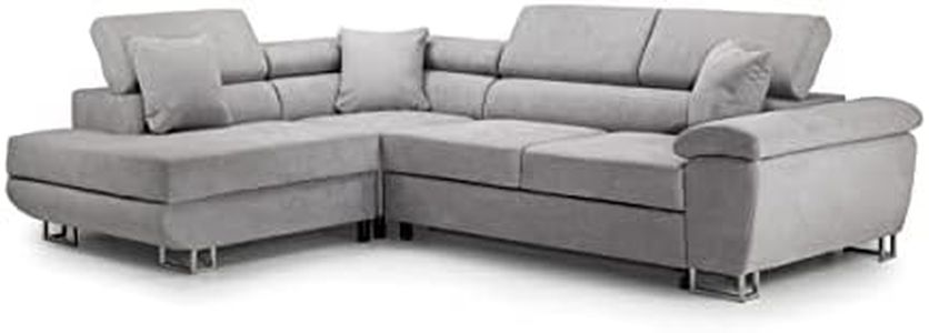 Honeypot - Sofa - Anton - Storage - Sofa Bed - Black/grey - White/grey - All grey - Fabric (All Grey, Left hand corner)