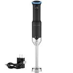 Chefman Cordless Power Portable Immersion Blender, Ice Crushing Power with One-Touch Speed Control, USB Charging, Quickly Mixes Smoothies, Purees Soups, Dips, Sauces, Storage Case, Stainless Steel