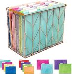 Global Printed Products Deluxe Designer Hanging File Folder Kit, Includes Metal Hanging Basket, 12 Hanging Folders, 24 File Folders, 1/3 Cut Tab, Assorted Positions, Letter Size (Watercolor Solid)