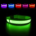 MASBRILL LED Dog Collar,Night Light Up Collar Dog DC Rechargeable Waterproof Durable Glowing Dog Collar 4 Colors for Choice (M, Green)