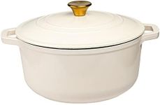 Lexi Home Enameled 6 Qt. Cast Iron Dutch Oven - Cream