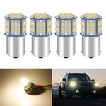 Defvnsy - Pack of 4-1156 Super Bright LED Bulbs 54SMD BA15S P21W 7506 LED Bulb DC 12-24V for RV Camper Interior Lights Car Backup Reverse Tail Turn Signal Light, Warm White 3500K