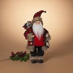 Gerson International Battery Operated Polyester Holiday Santa Figurine with Lighted Lantern, 18-inch Height