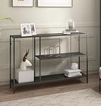 Hallowood Furniture Bewdley Narrow Black Console Table with 2 Shelves, Metal Side Table with Powder Coated Frame, Console & Sofa Tables, Modern Hallway Plant & Telephone Stand