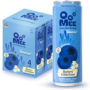 OoMee Prebiotic Beverage (12 Ounce Cans, Pack of 4) - Vegan, Sustainable Marine Sourced Prebiotics, Support Digestive Health, Plant-Based, Low Sugar (Blueberry & Elderflower)