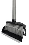 Best House Broom and Dustpan Set Long Handled Dustpan and Brush Sets with Comb Teeth, Upright Dust Pan and Sweeping Brush Combo for Home Kitchen Room Office Lobby Floor (Grey and Black)