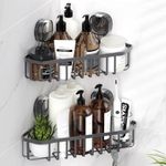 KATIKADDY Corner Shower Caddy Suction Cup 2-Pack Set, No-Drilling New Home Decor, Large&Small Shower Organizer Shelf, Heavy-Duty Accessories Storage Rack, For Apartment Tile Wall Bathroom Dorm RV