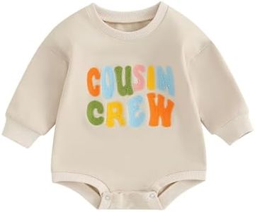 Cousin Crew Shirts Matching Outfits for Baby Girl Boy Long Sleeve Romper Sweatshirt Fall Winter Clothes, A Cousin Crew Romper, 0-3 Months