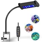 Lominie Mini Aquarium Light, 10W Nano Fish Tank Clip on Light, Full Spectrum Dimmable LED Coral Reef Light with Timer for Small Marine Aquarium Lighting (Bar10-Seawater)