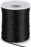 1.5mm X 110 Yards Nylon Satin Cord Black Necklace String Wind Chime Cord Replacement for Bracelet Jewelry Making Macrame Waxed Trim Cord Multi-Use Silk Cord for Braided Beading, Lanyards, Craft